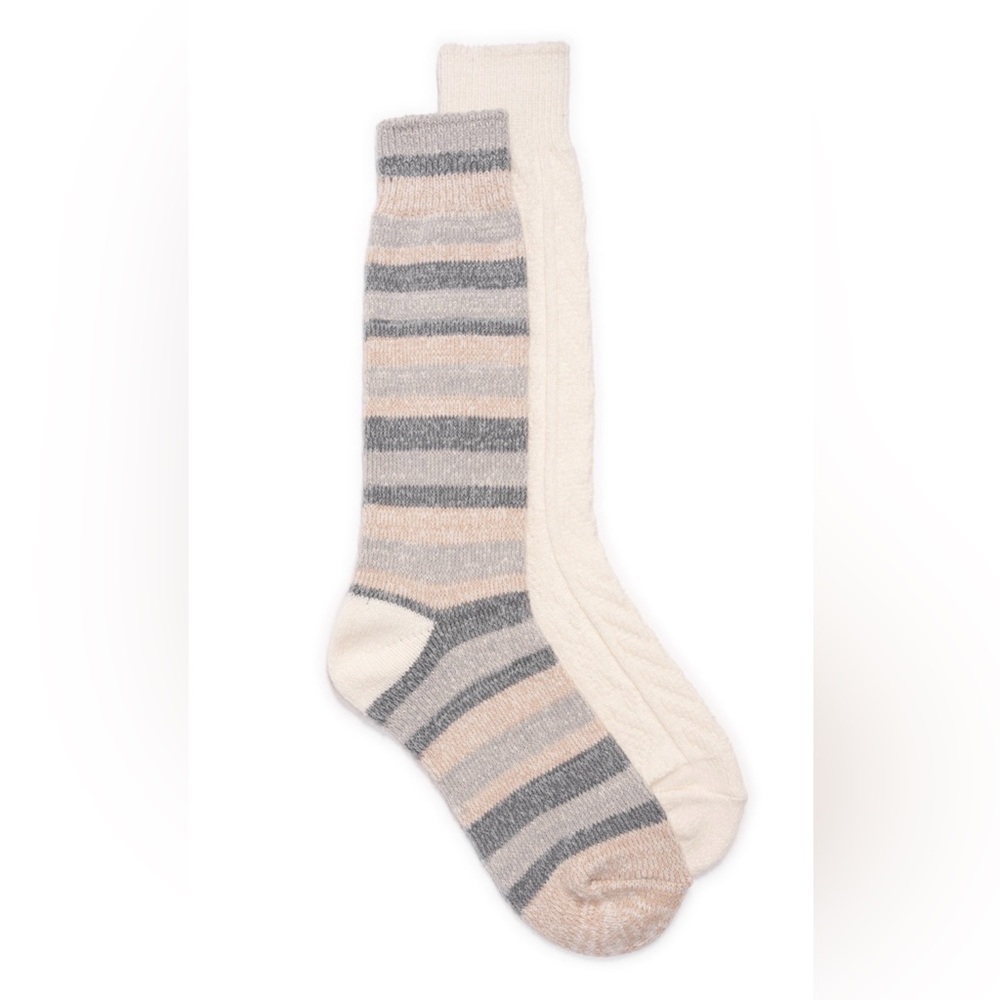 Muk Luks Women’s Tall Boot Socks
2 Pair Pack
Ivory Marl Stripe
Sz 6-11
NEW NWT